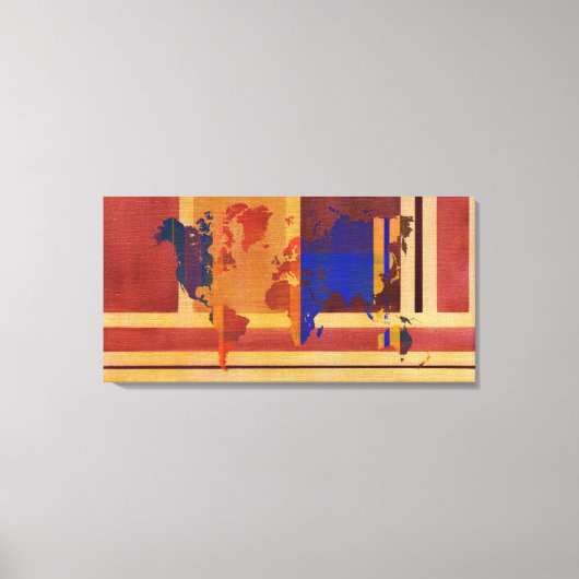 Vierkant met lijnen Wereldkaart Canvas Afdruk (Voorkant)