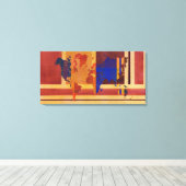 Vierkant met lijnen Wereldkaart Canvas Afdruk (Insitu (Houten vloer))