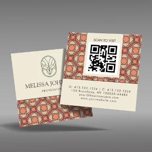 Vierkant Mid-Century Modern Patroon QR Vierkante Visitekaartje