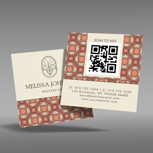 Vierkant Mid-Century Modern Patroon QR Vierkante Visitekaartje