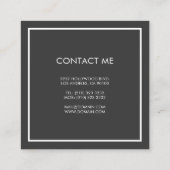 Vierkant minimalistisch zwart-wit monogram vierkante visitekaartje (Achterkant)