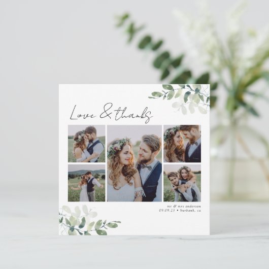 Vierkant Minimalistische Foto Trouw Dankkaart Kaart (Staand voorkant)