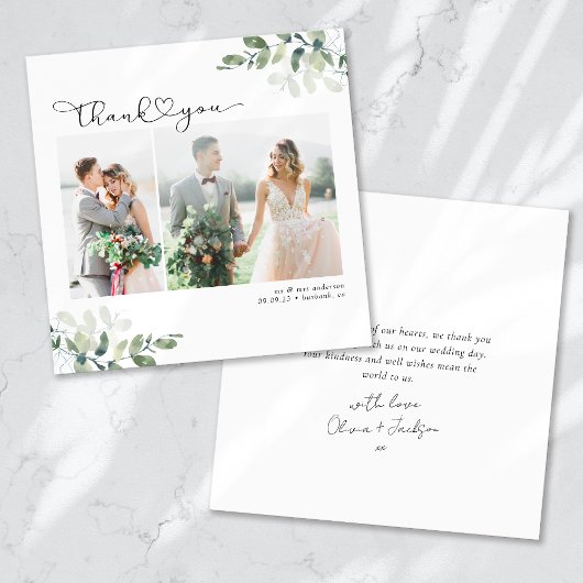 Vierkant Minimalistische Foto Trouw Dankkaart Kaart