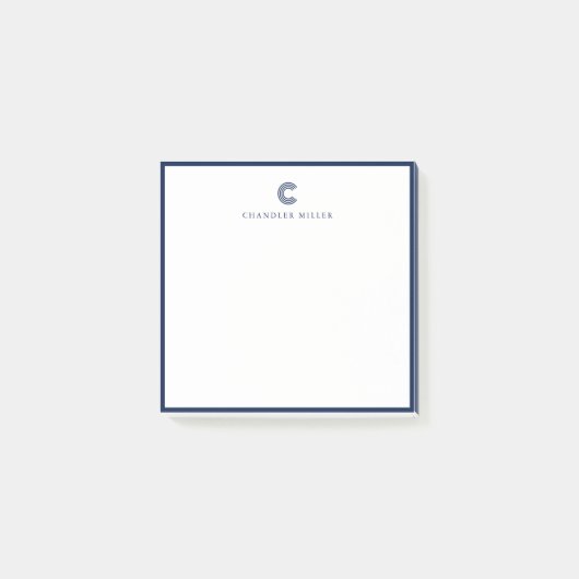 Vierkant modern blauw randje aangepast briefpapier post-it® notes (Voorkant)