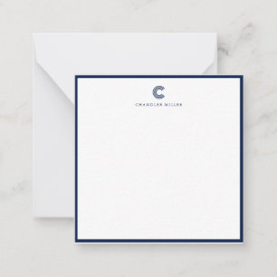 Vierkant modern blauw randje aangepaste kantoorart notitiekaartje