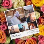 Vierkant Moderne bruiloft foto collage dank u Bedankkaart