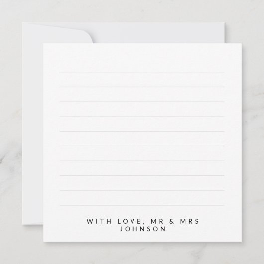 Vierkant Moderne bruiloft foto collage dank u Bedankkaart (Achterkant)