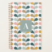 Vierkant monogram initiaal bloemblad patroon planner (Voorkant)