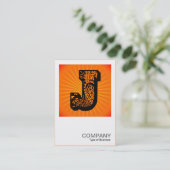 Vierkant monogram - Paisley Sunburst - J Visitekaartje (Staand voorkant)