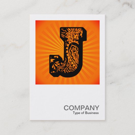 Vierkant monogram - Paisley Sunburst - J Visitekaartje (Voorkant)