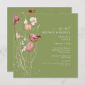 Vierkant Mos Groen Herfst Bridal Brunch & Bubbly Kaart (Voorkant / Achterkant)