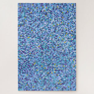 Vierkant Mozaïek Blauwe Tonen Tegel Patroon Legpuzzel