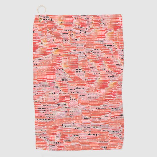 Vierkant mozaïekeffect in perzik- en zalmkleur golfhanddoek (Voorkant)