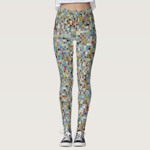 Vierkant mozaïekpatroon met meerdere kleuren en te leggings