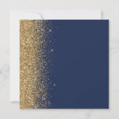 Vierkant Navy Blauwe Gouden Glitter Save the Date Aankondiging (Achterkant)