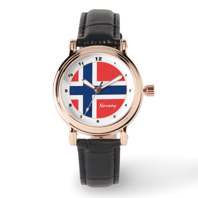 Vierkant Noorse vlag & Noorwegen trendy/design Horloge (Voorkant)