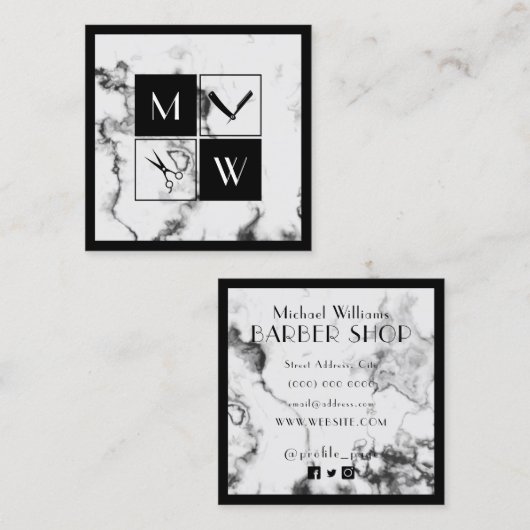 Vierkant omhuld elegant barbres vierkante visitekaartje (Voorkant / Achterkant)