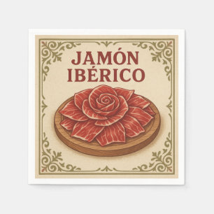 Vierkant ontwerp (Jamón Ibérico, Retro stijl) Servet