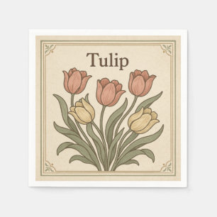 Vierkant ontwerp voor Tulp, Retro Stijl NL Servet
