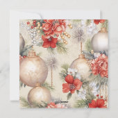 Vierkant onze eerste kerstfoto ivoren achtergrond feestdagenkaart (Achterkant)