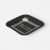 Vierkant op zwart leder papieren bordje (Gebogen)