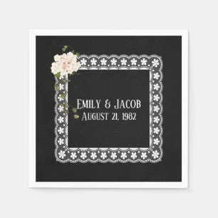 Vierkant op zwart leder servet