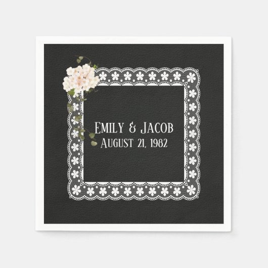 Vierkant op zwart leder servet (Voorkant)