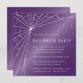 Vierkant Paars Glinsterend Spinneweb Halloween Fee Kaart (Voorkant / Achterkant)