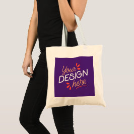 Vierkant paars grafisch element met speels oranje tote bag
