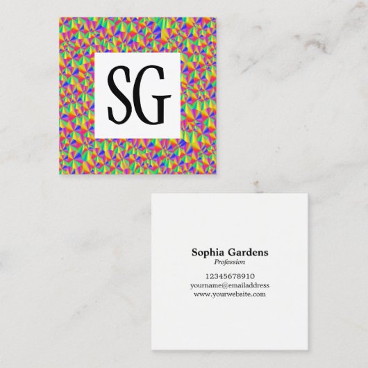 Vierkant paneel - Initialen - 080716(7) Vierkante Visitekaartje (Voorkant / Achterkant)