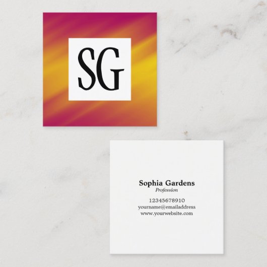 Vierkant paneel - Initialen - 161116(08) Vierkante Visitekaartje (Voorkant / Achterkant)