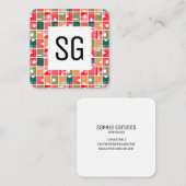 Vierkant paneel - Initialen - Abstract 120623 Vierkante Visitekaartje (Voorkant / Achterkant)