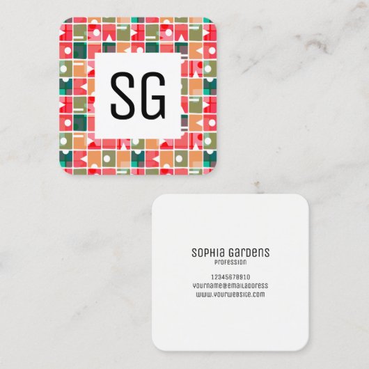Vierkant paneel - Initialen - Abstract 120623 Vierkante Visitekaartje (Voorkant / Achterkant)