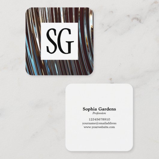Vierkant paneel - Initialen - Abstract metaal Vierkante Visitekaartje (Voorkant / Achterkant)