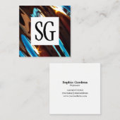 Vierkant paneel - Initialen - Abstract metaal Vierkante Visitekaartje (Voorkant / Achterkant)