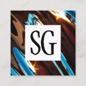 Vierkant paneel - Initialen - Abstract metaal Vierkante Visitekaartje (Voorkant)