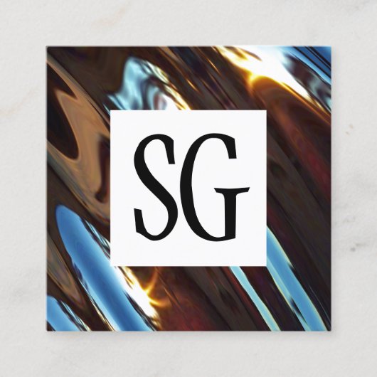 Vierkant paneel - Initialen - Abstract metaal Vierkante Visitekaartje (Voorkant)