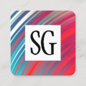 Vierkant paneel - Initialen - Abstracte planetring Vierkante Visitekaartje (Voorkant)