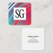 Vierkant paneel - Initialen - Abstracte planetring Vierkante Visitekaartje (Voorkant / Achterkant)