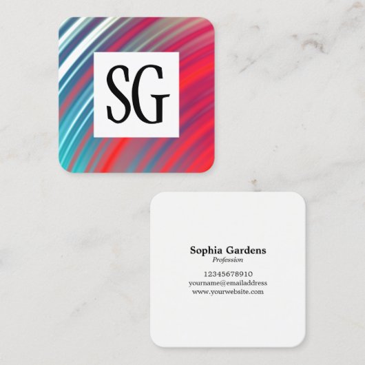 Vierkant paneel - Initialen - Abstracte planetring Vierkante Visitekaartje (Voorkant / Achterkant)