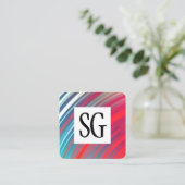 Vierkant paneel - Initialen - Abstracte planetring Vierkante Visitekaartje (Staand voorkant)