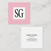 Vierkant paneel - Initialen - Bleek roze Vierkante Visitekaartje (Voorkant / Achterkant)