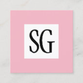 Vierkant paneel - Initialen - Bleek roze Vierkante Visitekaartje (Voorkant)