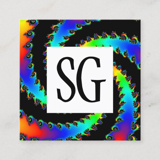 Vierkant paneel - Initialen - Fractal Vortex 01 Vierkante Visitekaartje (Voorkant)