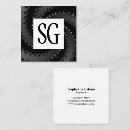 Vierkant paneel - Initialen - Fractal Vortex 02 Vierkante Visitekaartje (Voorkant / Achterkant)