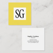 Vierkant paneel - Initialen - Geel Vierkante Visitekaartje (Voorkant / Achterkant)
