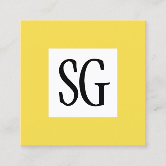 Vierkant paneel - Initialen - Geel Vierkante Visitekaartje (Voorkant)