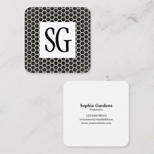 Vierkant paneel - Initialen - Honeycomb Warm Vierkante Visitekaartje (Voorkant / Achterkant)