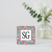 Vierkant paneel - Initialen - Kaart Patroon 030520 Vierkante Visitekaartje (Staand voorkant)