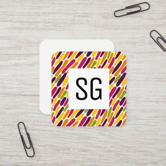 Vierkant paneel - Initialen - Kleur Splash 030322 Vierkante Visitekaartje (Voorkant / Achterkant in situ)